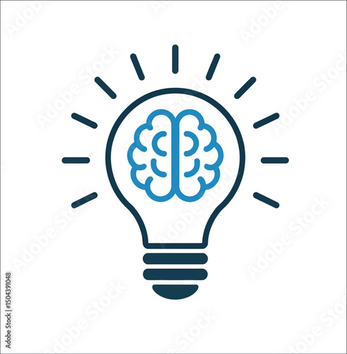 light bulb with brain icon
