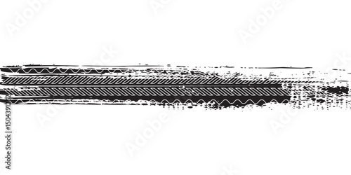 Tire tread marks, wheel textures, tire marks - car racing, motocross, drift, rally, off-road and others. Vector black isolated texture in grunge style