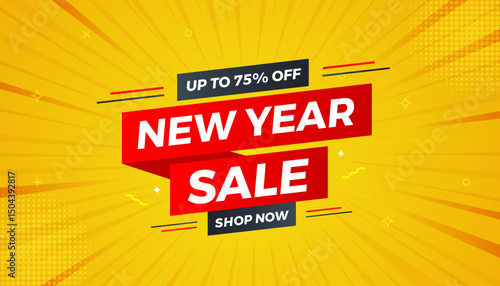 New Year sale discount banner template promotion design for business.