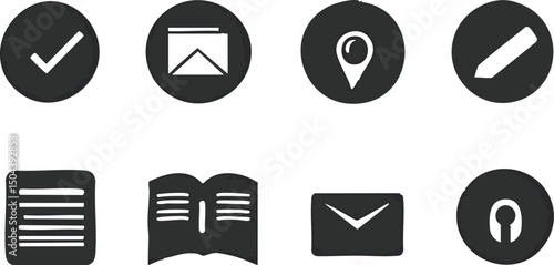 Eight informational icons display various functions