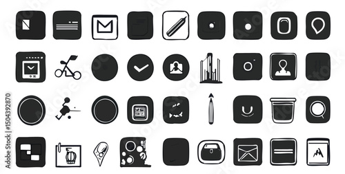 Dark glyph icons arrayed densely