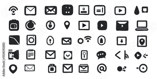 Assorted communication  interaction icon collection