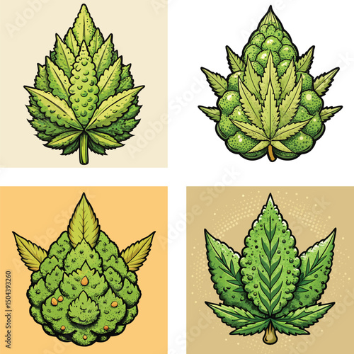 Artistic Marijuana Leaf Vector Set With Unique Styles And Detailed Illustration