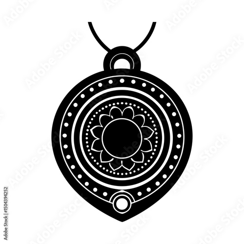Ornamental pendant with floral design and string silhouette