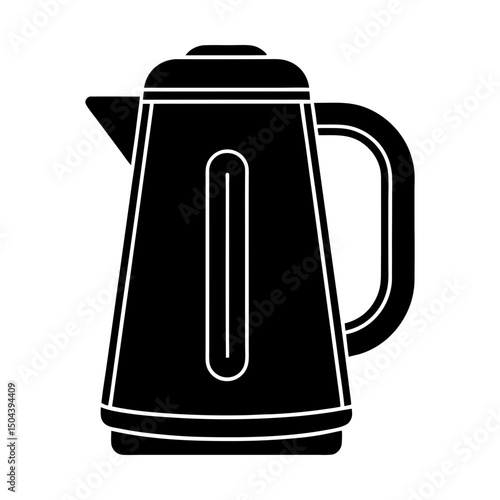 Electric kettle with handle and water level window silhouette