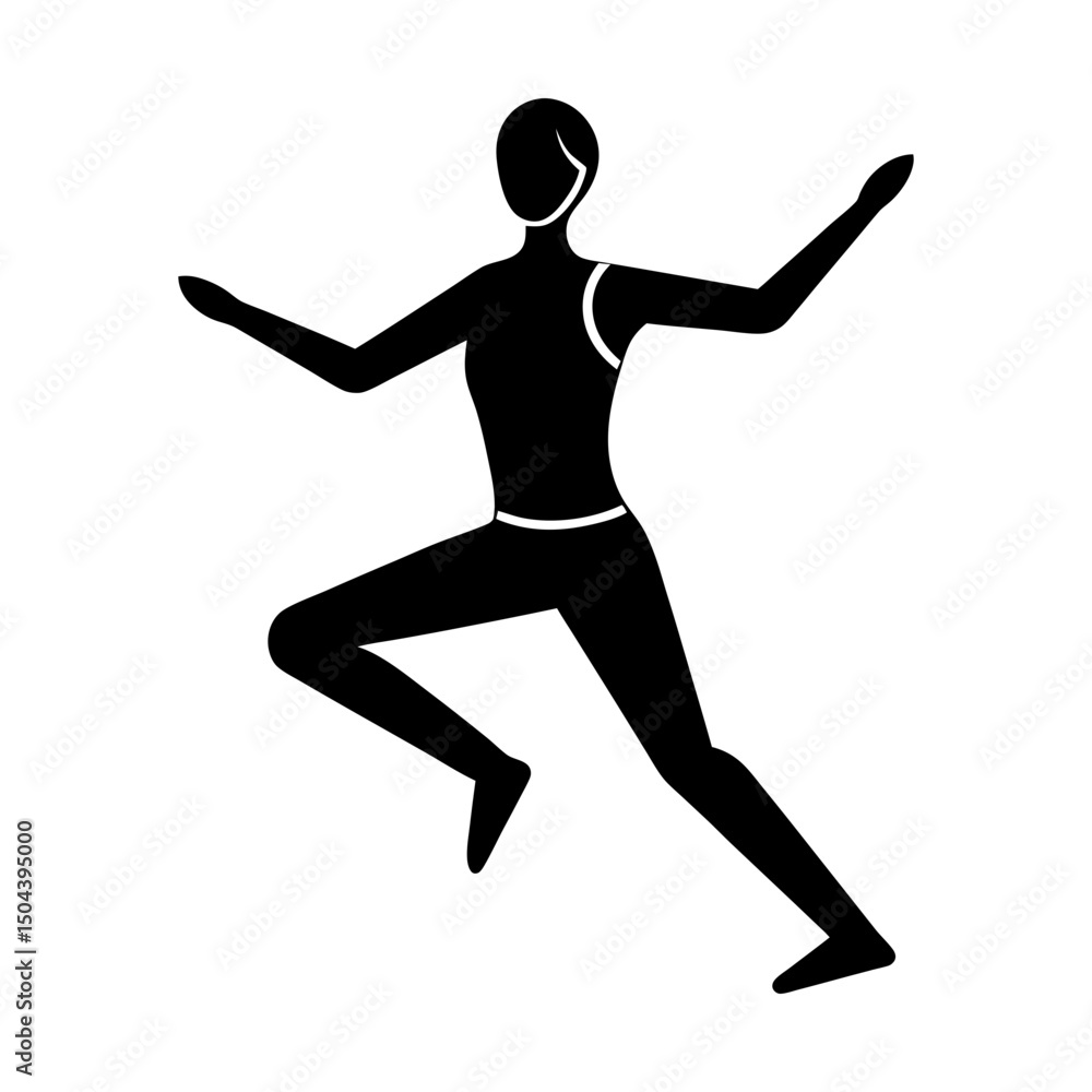 Silhouette of a woman in a running or dancing pose Silhouette of a woman in a running or dancing pose