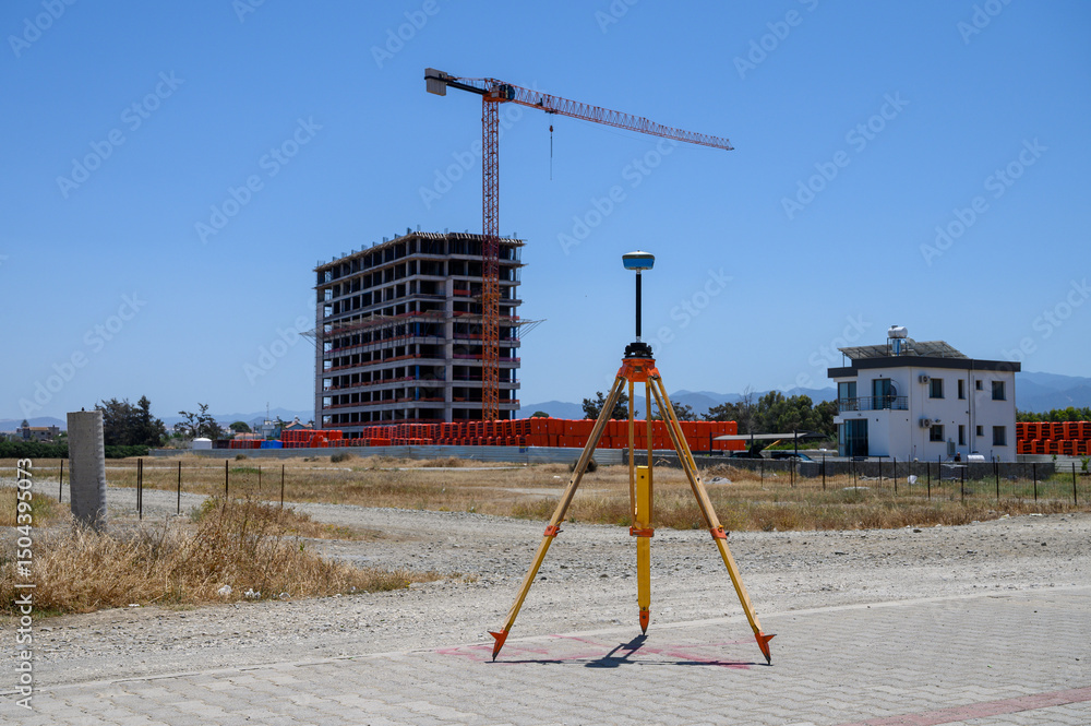 Fototapeta premium High-Tech Surveying Equipment at Cypriot Construction Site