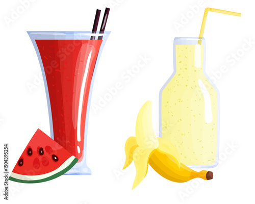 Banana Smoothie Vector Illustration