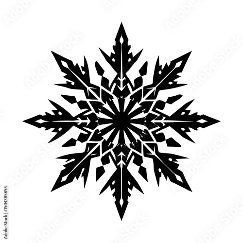 Detailed geometric snowflake design on white page silhouette