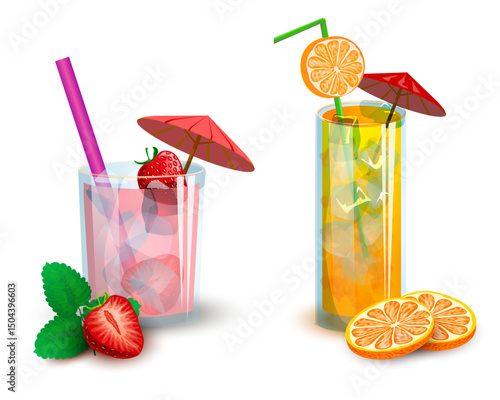 Strawberry and Orange Summer Cocktails