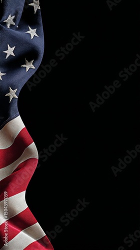 American Flag Draped Creatively Against Dark Background in Artistic Display