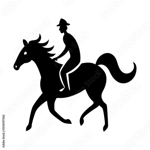 Silhouette of a person riding a galloping horse