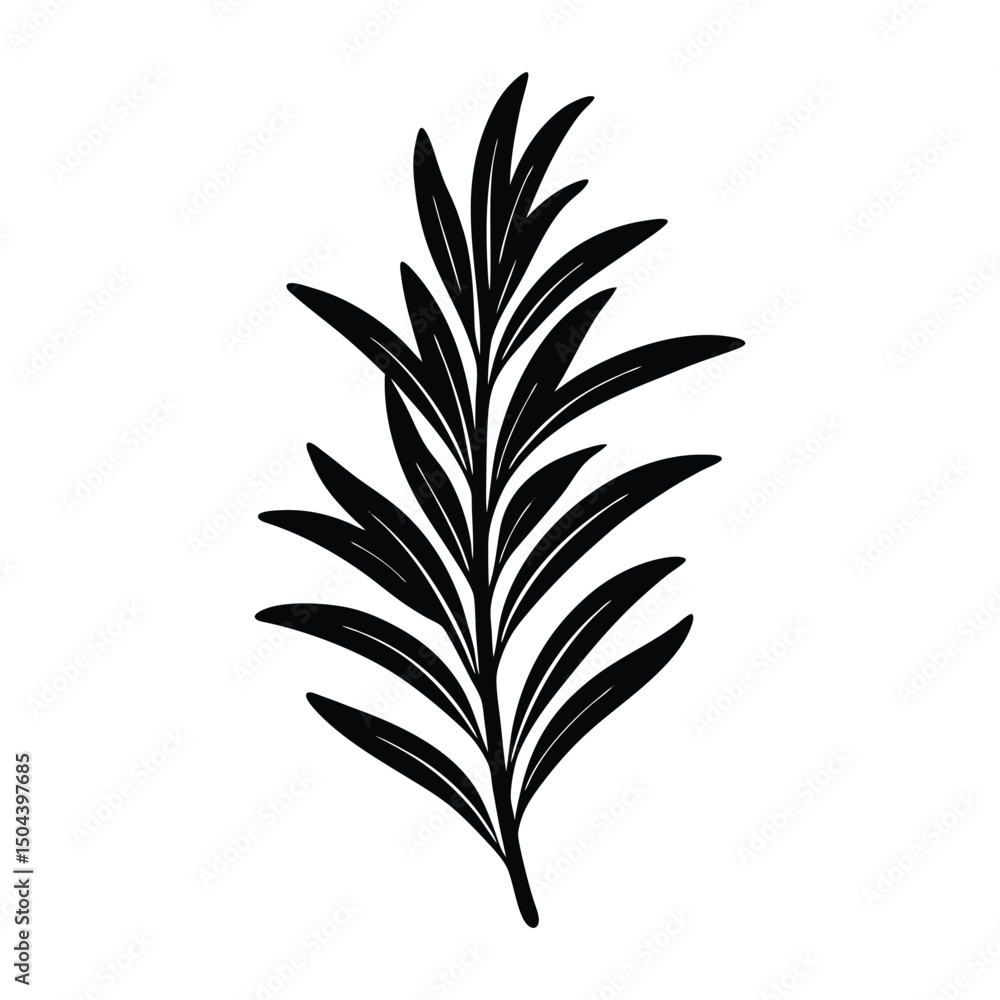 Elegant Black Silhouette Botanical Leaf Illustration Elegant Black Silhouette Botanical Leaf Illustration