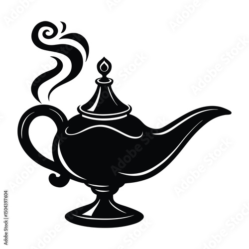 Magic Lamp Genie, Wishes, Arabian Nights, Fantasy Illustration
