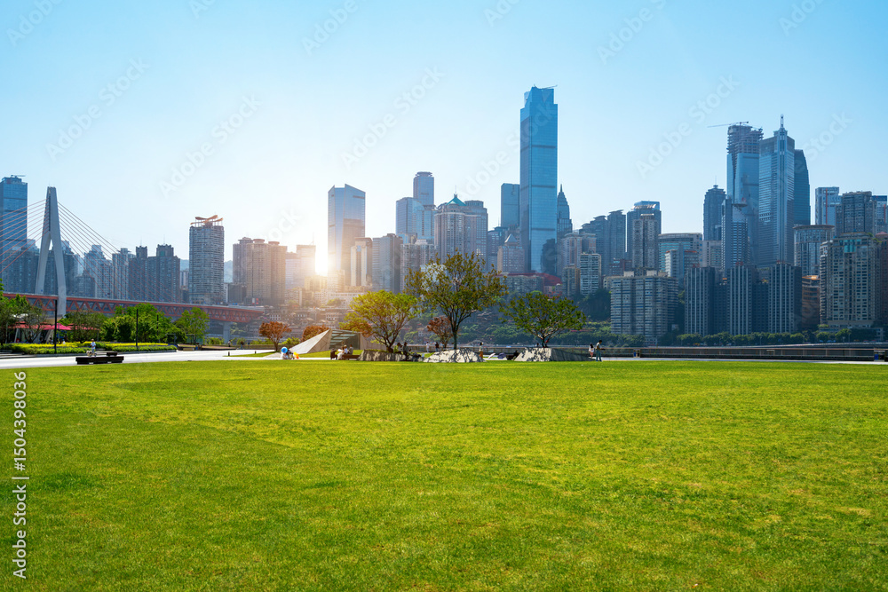 Fototapeta premium Park Plaza and Office Building of Chongqing International Financial Center, China