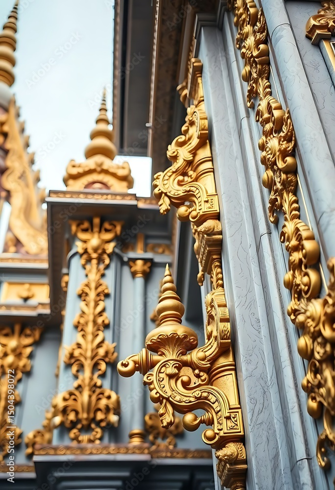 Obraz premium close up of a gold and blue building