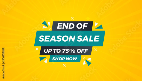 End Of Season Sale banner. Season offer price label design. Product discount festival tag design. Season Super Sale banner template. Flat sale Vector Illustration.