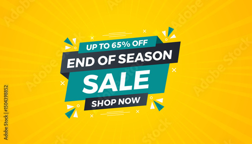 End Of Season Sale banner. Season offer price label design. Product discount festival tag design. Season Super Sale banner template. Flat sale Vector Illustration.