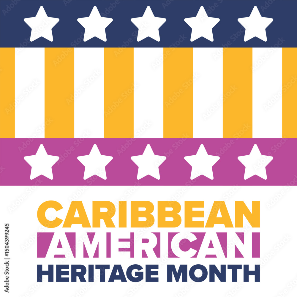 Fototapeta premium Caribbean American Heritage Month in June. Culture Month to the people of America. Celebrate annual with festival. Happy holiday. Poster, card, banner and background. Vector illustration