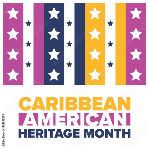 Caribbean American Heritage Month in June. Culture Month to the people of America. Celebrate annual with festival. Happy holiday. Poster, card, banner and background. Vector illustration