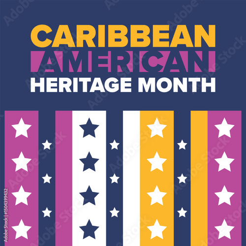 Caribbean American Heritage Month in June. Culture Month to the people of America. Celebrate annual with festival. Happy holiday. Poster, card, banner and background. Vector illustration