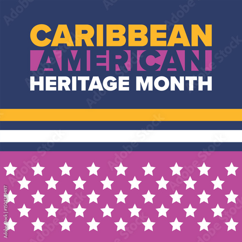 Caribbean American Heritage Month in June. Culture Month to the people of America. Celebrate annual with festival. Happy holiday. Poster, card, banner and background. Vector illustration