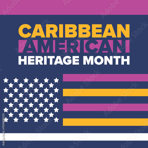 Caribbean American Heritage Month in June. Culture Month to the people of America. Celebrate annual with festival. Happy holiday. Poster, card, banner and background. Vector illustration