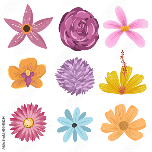 Variegated and colorful flower petal arrangement