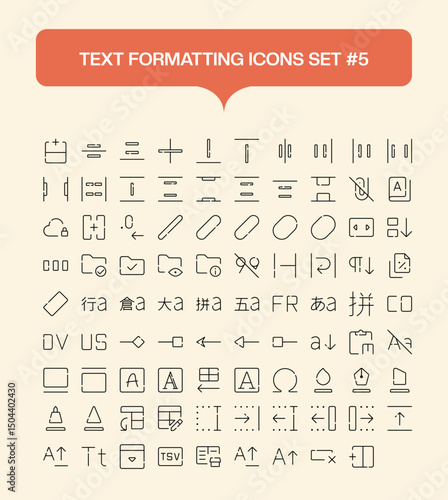 Text Formatting Outline Icons Set – Minimalist Vector Line Icons for Typography, Editing, and UI Design