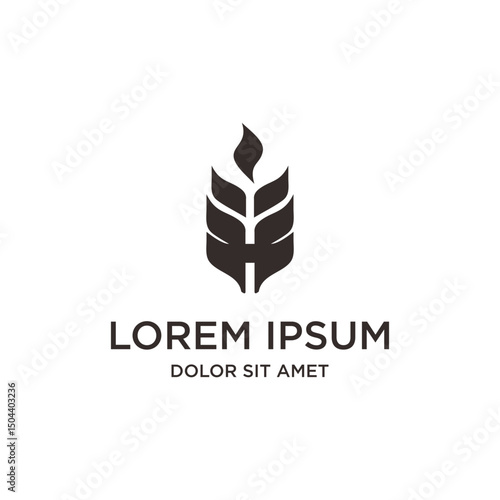Minimalist Grain Wheat Ear Agriculture Farm Food Business Logo Design