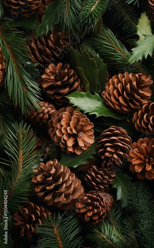 Natural Arrangement of Pinecones Amidst Fresh Greenery Suitable for Seasonal ...
