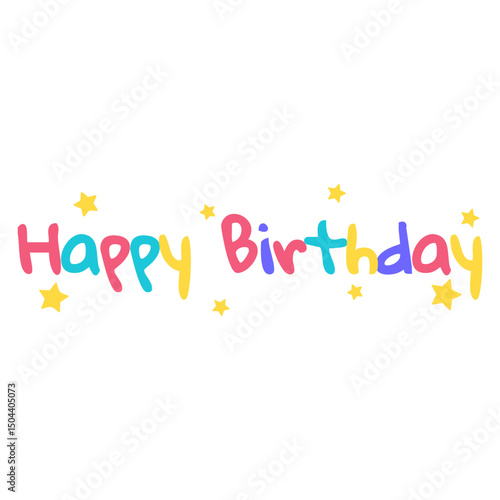 Happy Birthday Typography with Stars