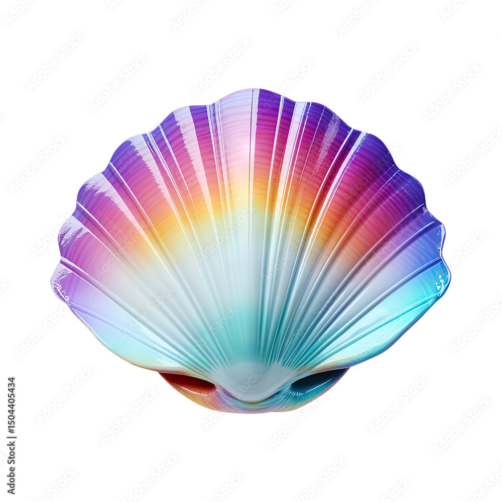 Fototapeta premium colorfull white clam shell isolated on transparent background remove png, clipping path