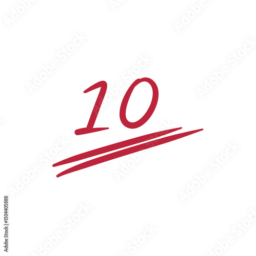 Exam red pen mark. School teacher test. Doodle hand drawn style. Vector illustration