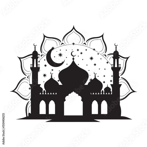 Mosque Logo Design vector, Mosque Silhouette Design Vector