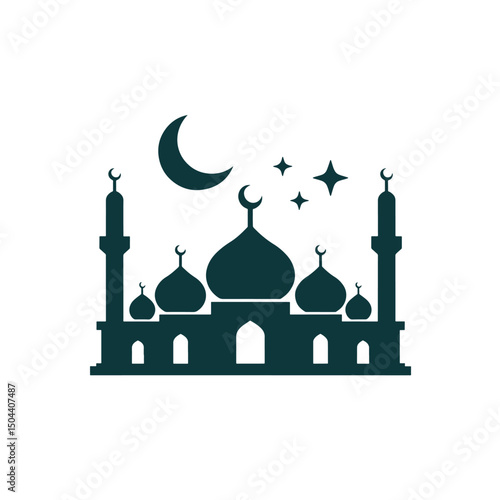 Mosque Logo Design vector, Mosque Silhouette Design Vector