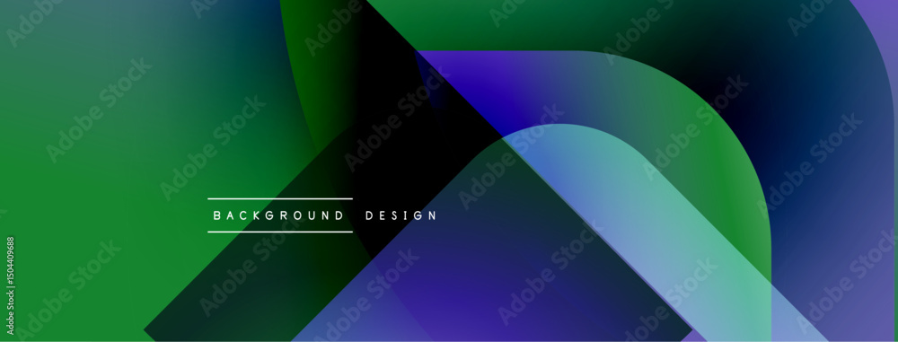 Fototapeta premium Abstract gradients overlap, creating dynamic visual effect. Green, blue, purple hues dominate composition. Text reads background design.
