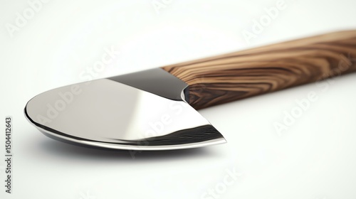 An elegant kitchen tool featuring a polished stainless steel blade and a beautifully crafted wooden handle, perfect for culinary enthusiasts. A blend of style and functionality.