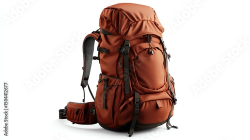 A stylish orange hiking backpack designed for outdoor adventures, featuring multiple compartments and adjustable straps for comfort and utility in various terrains.