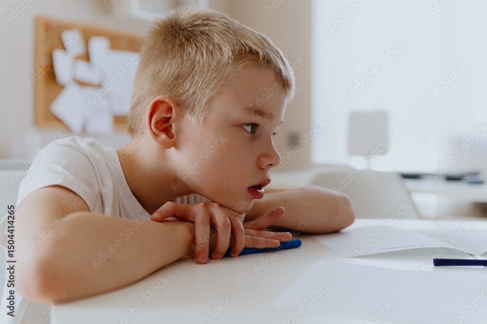 A loving mother and her son work together on homework at the kitchen table, symbolizing family support, education, and care. The scene highlights the importance of parental guidance A loving mother and her son work together on homework at the kitchen table, symbolizing family support, education, and care. The scene highlights the importance of parental guidance