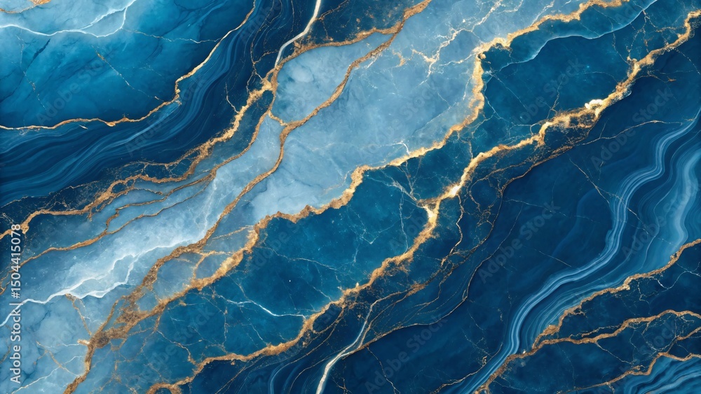 Fototapeta premium Elegant blue marble texture with gold veins for luxury background designs and projects