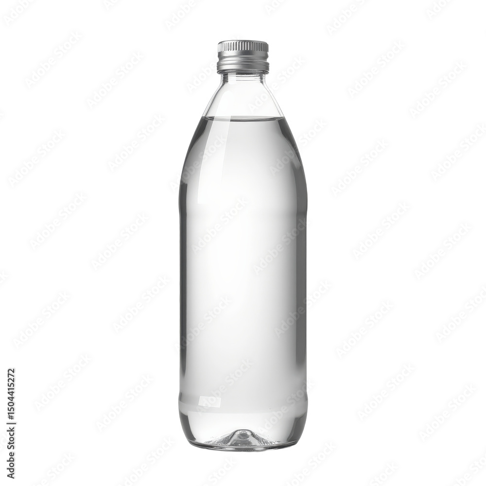 Clear plastic water bottle with a metal cap, isolated on a transparent background, perfect for beverage, hydration, or eco-friendly packaging concept.. Clear plastic water bottle with a metal cap, isolated on a transparent background, perfect for beverage, hydration, or eco-friendly packaging concept..