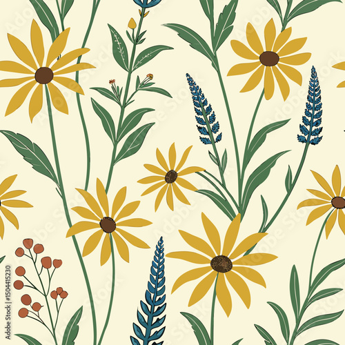 seamless vector flower illustrasion