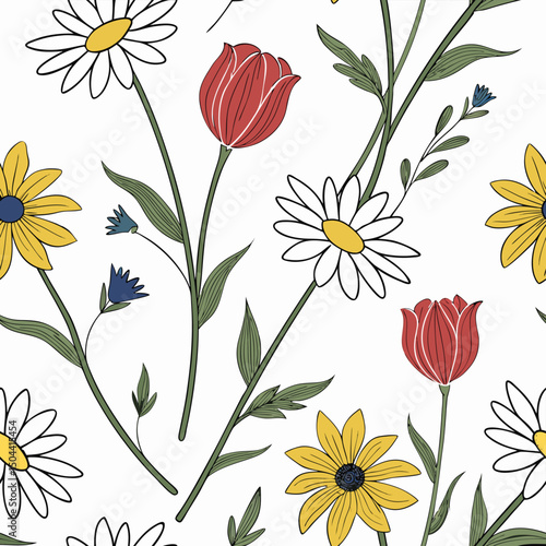 seamless vector flower illustrasion