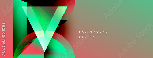 Abstract design features vibrant overlapping shapes, gradients. Colors blend from red, green, to beige. Text reads background design.