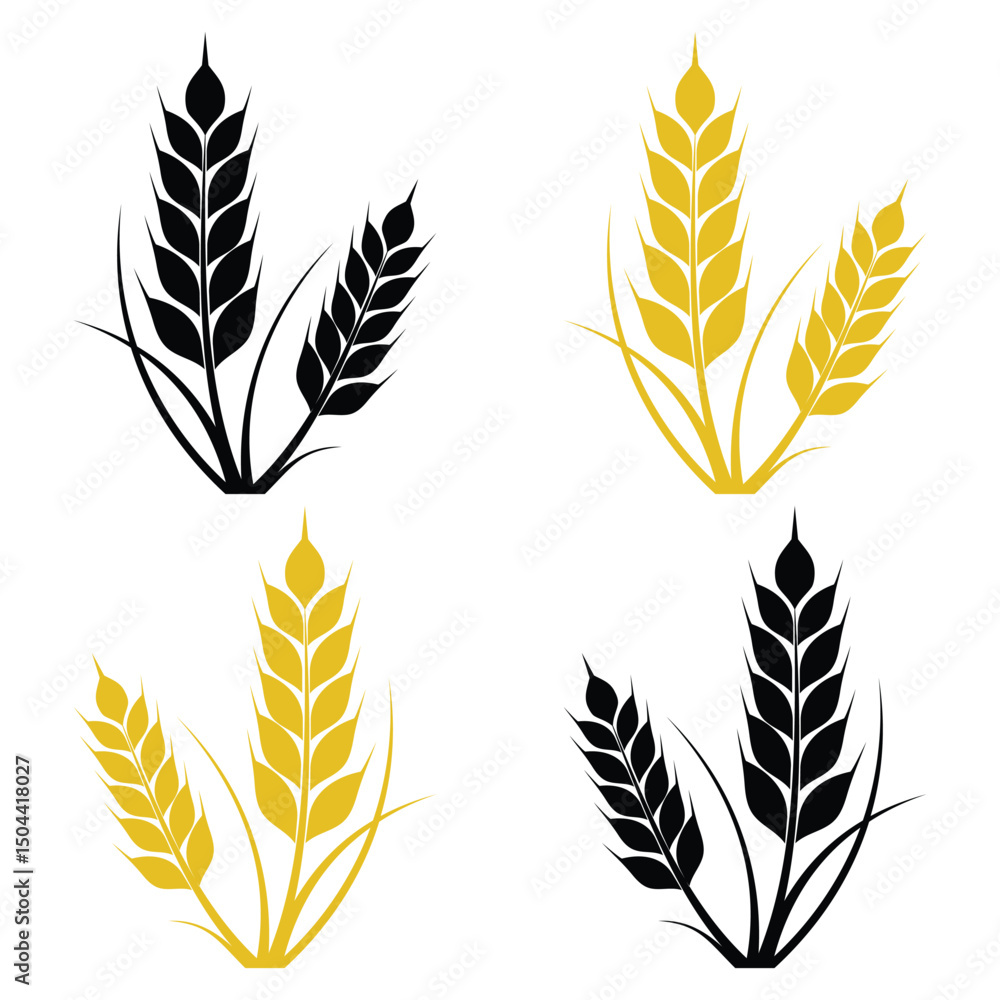 Cereal icon set, wheat ears icon vector, wheat, barley, oatmeal, flour, grain icon set isolated Vector illustration Cereal icon set, wheat ears icon vector, wheat, barley, oatmeal, flour, grain icon set isolated Vector illustration
