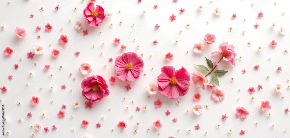 Delicate white background with a scattering of tiny, romantic floral motifs forming a seamless pattern, romantic, repeat Delicate white background with a scattering of tiny, romantic floral motifs forming a seamless pattern, romantic, repeat