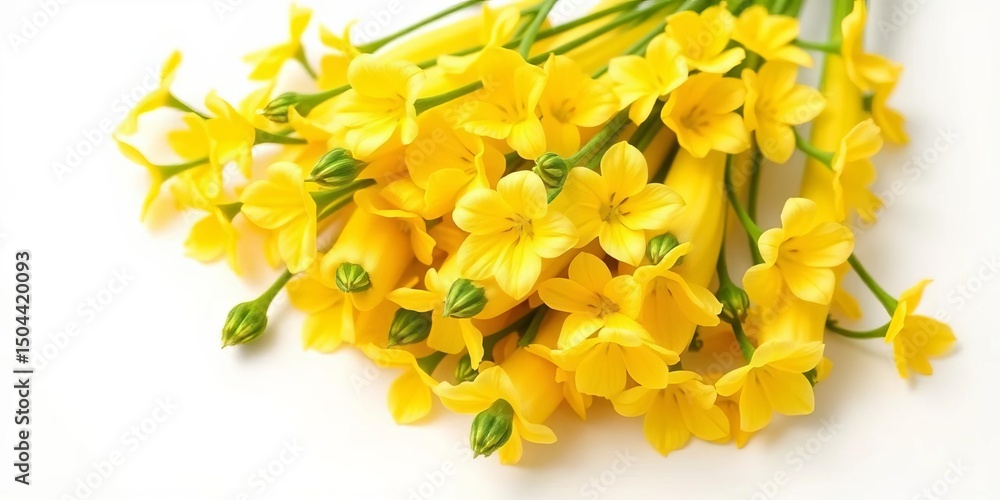 Obraz premium Delicate yellow zucchini blossoms, pristine white backdrop, garden, gourmet
