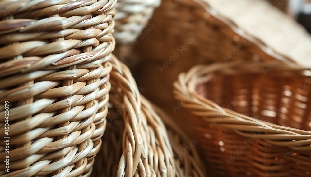 Obraz premium several wicker baskets stacked on top of each other