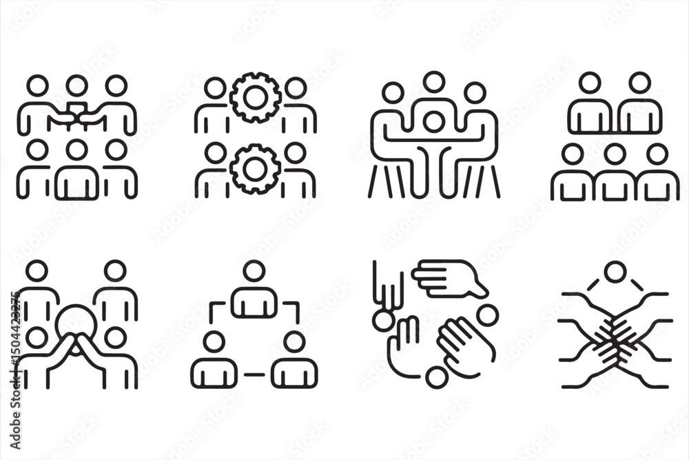 Business Collaboration and Teamwork Icons for Meetings and Strategy Business Collaboration and Teamwork Icons for Meetings and Strategy